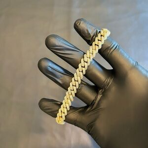 Brand New 10mm 2 Row Cuban Bracelet Gold 8 Inch VVS1 Moissanite
